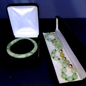 Natural stone & 925 Set - Necklace & Bangle Set